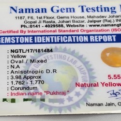 Bangkok Pukhraj Stone – Original Yellow Sapphire for Jupiter (Guru) | Certified Gemstone